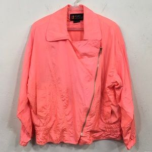 1990s Neon Pink Cross Zip Wind Jacket